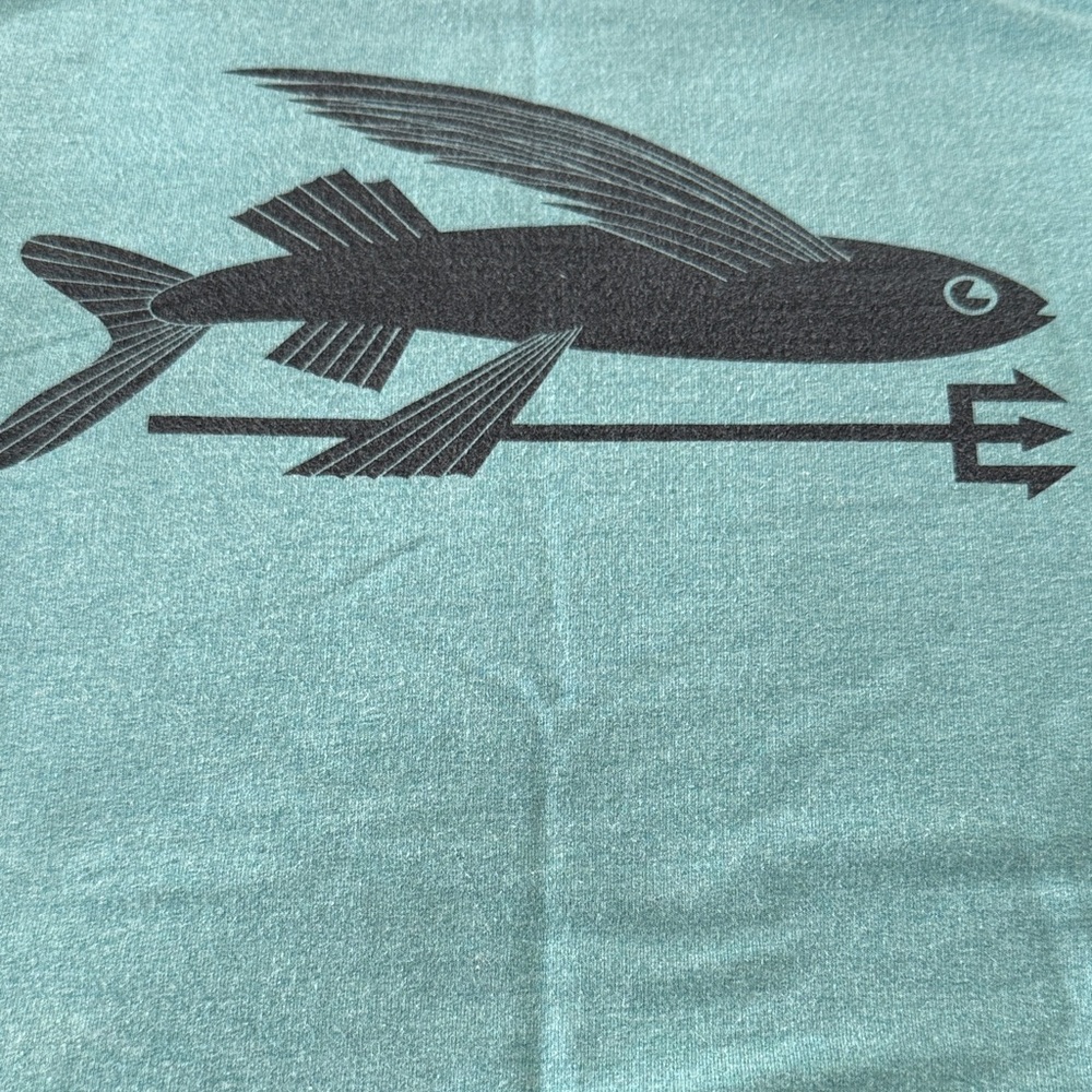 Patagonia Teal and Black Flying Fish Sweatshirt
